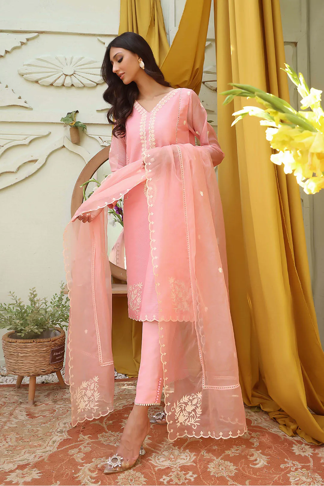 Aari Embroidered Cotton Net 3pc Suit | SHIREEN FESTIVE | S202261