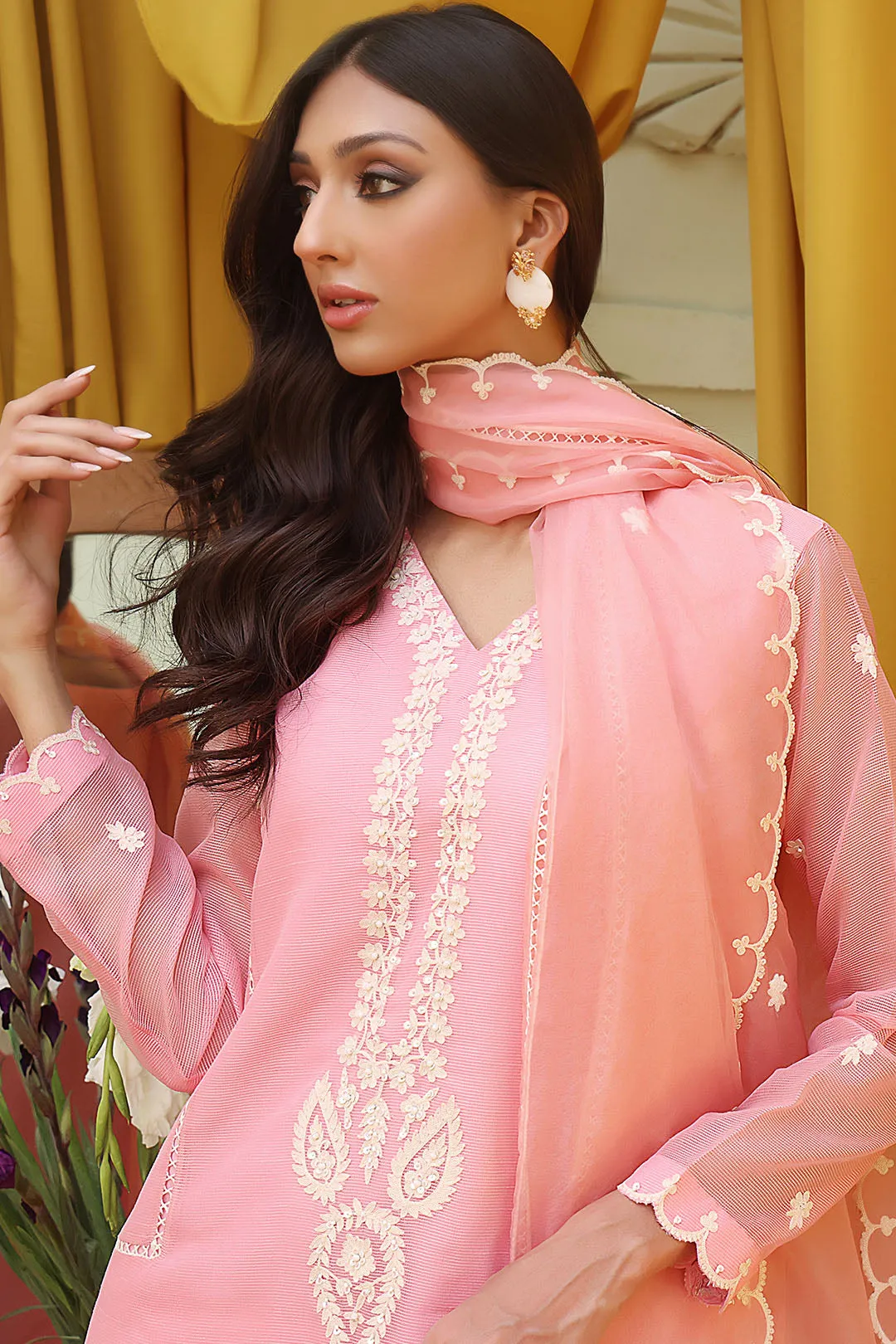 Aari Embroidered Cotton Net 3pc Suit | SHIREEN FESTIVE | S202261