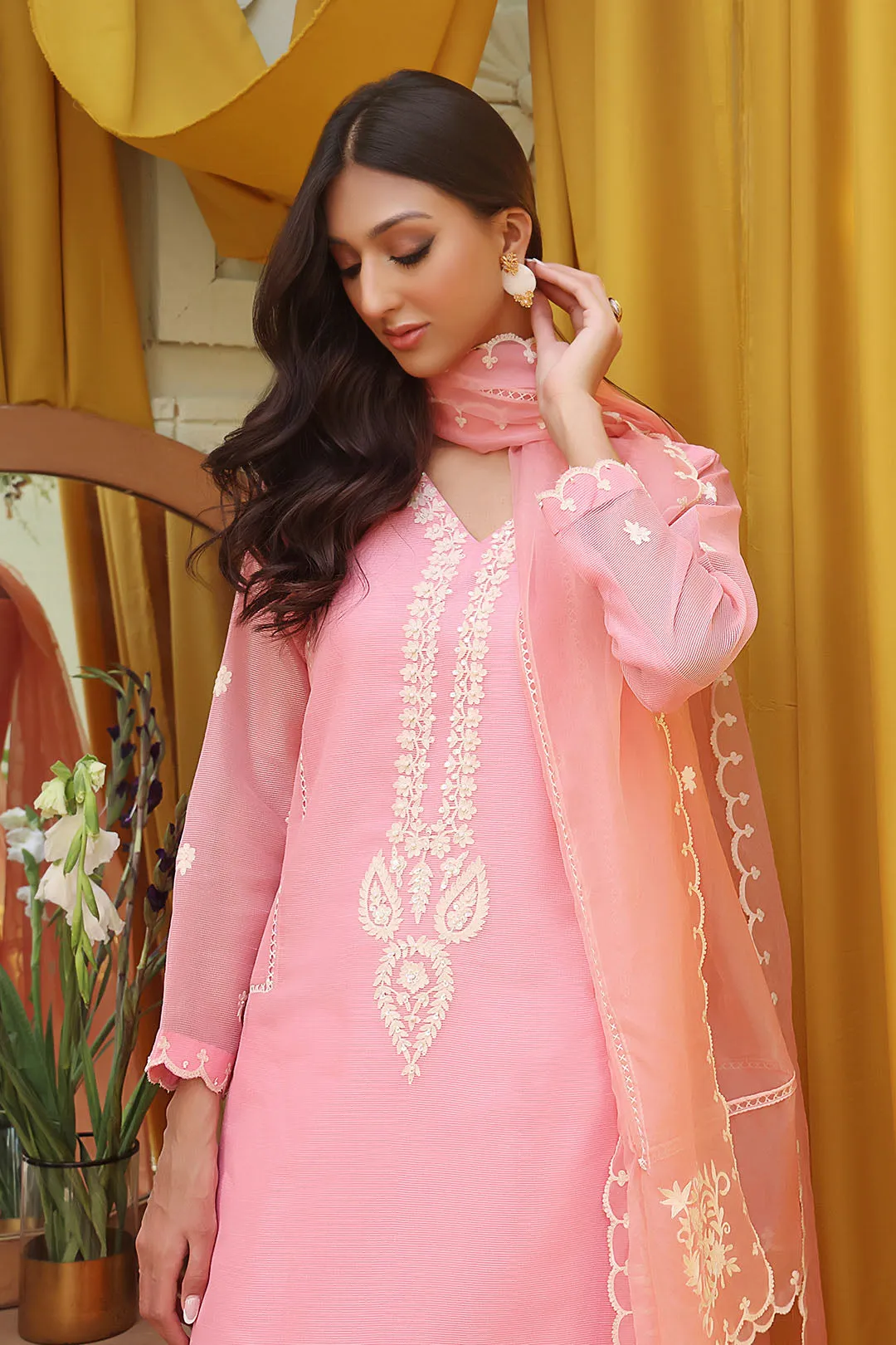 Aari Embroidered Cotton Net 3pc Suit | SHIREEN FESTIVE | S202261