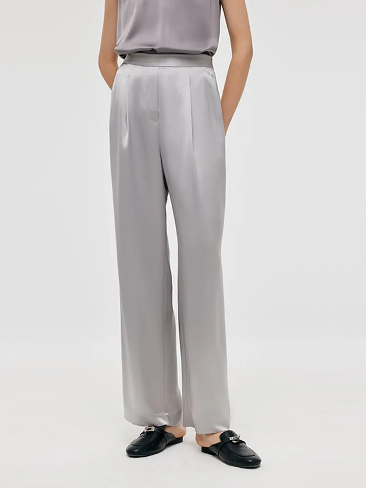 Acetate Straight Glossy Women Pants