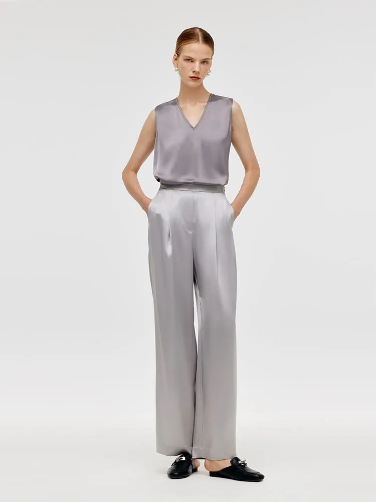 Acetate Straight Glossy Women Pants