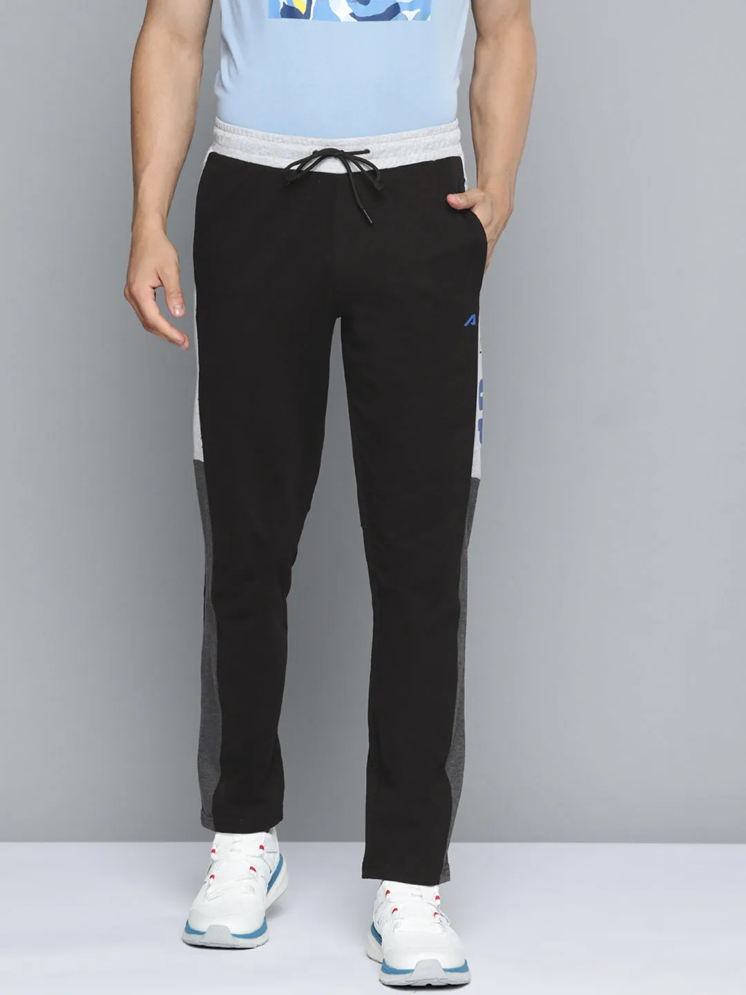 Alcis Men Black Printed Track Pants With Side Detailing