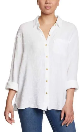 Anne Klein Women's Gauze Button Up Top