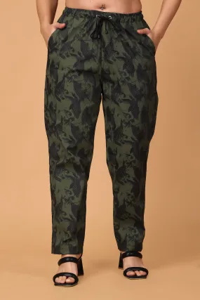 Army Green Cotton Lycra Pants