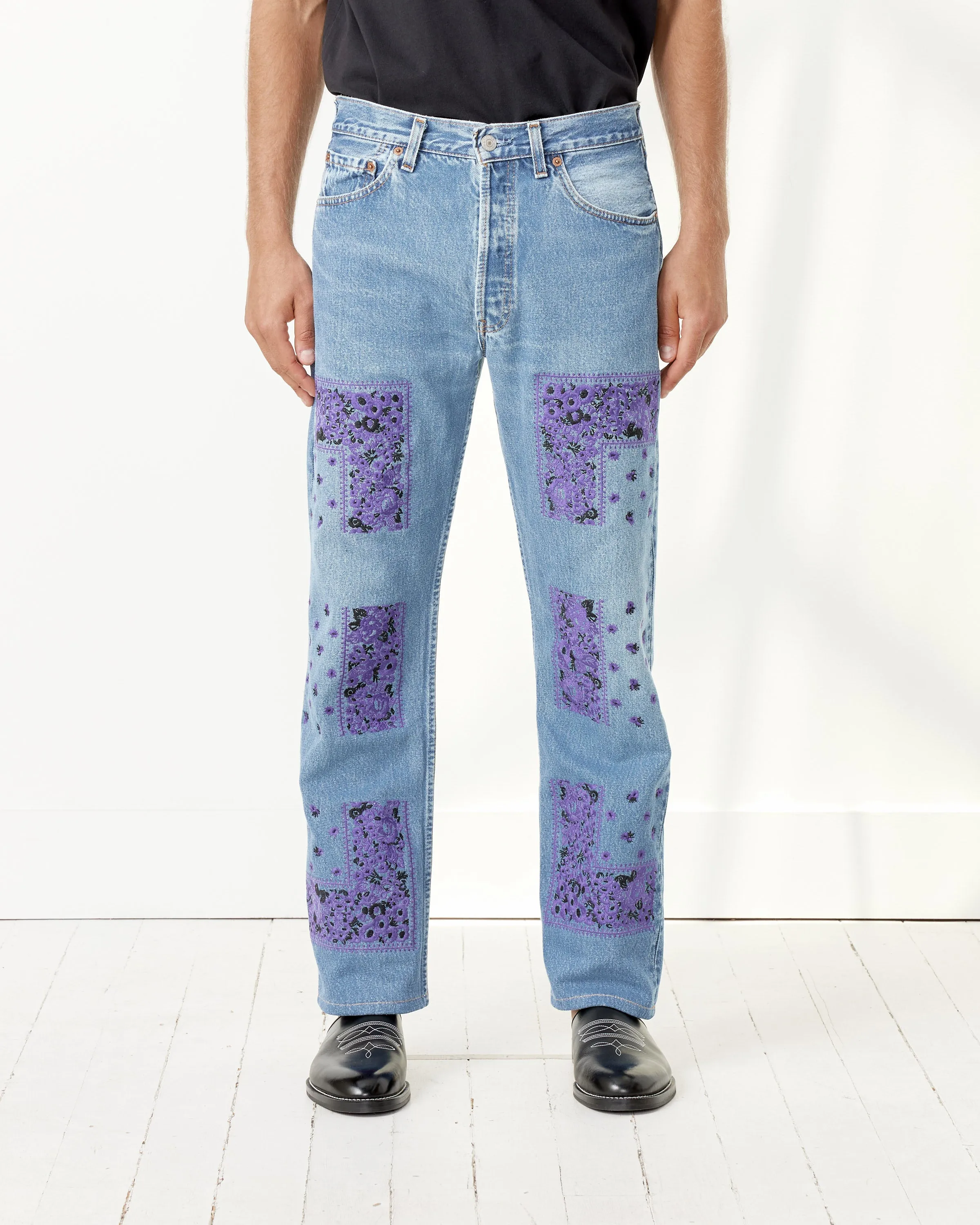 Bandana Embroidery Denim Pants