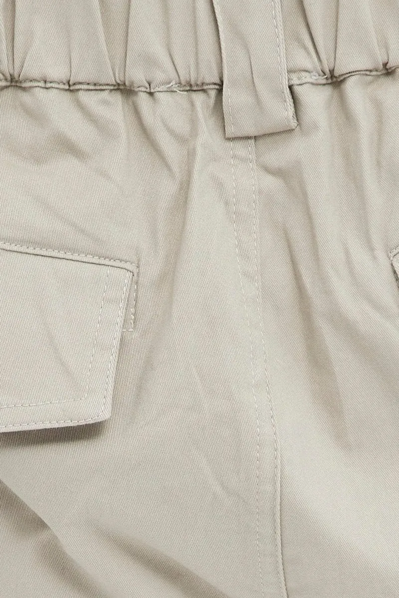 Beige Cargo Pants Mid Rise Carpenter