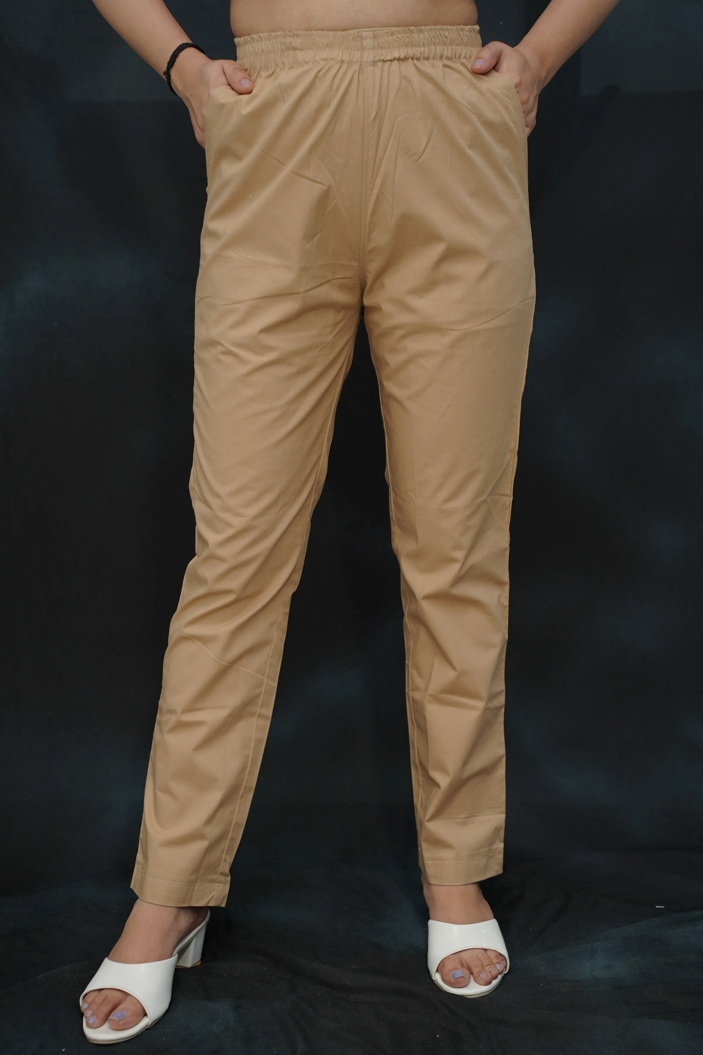 Beige Cotton Kurti Pant