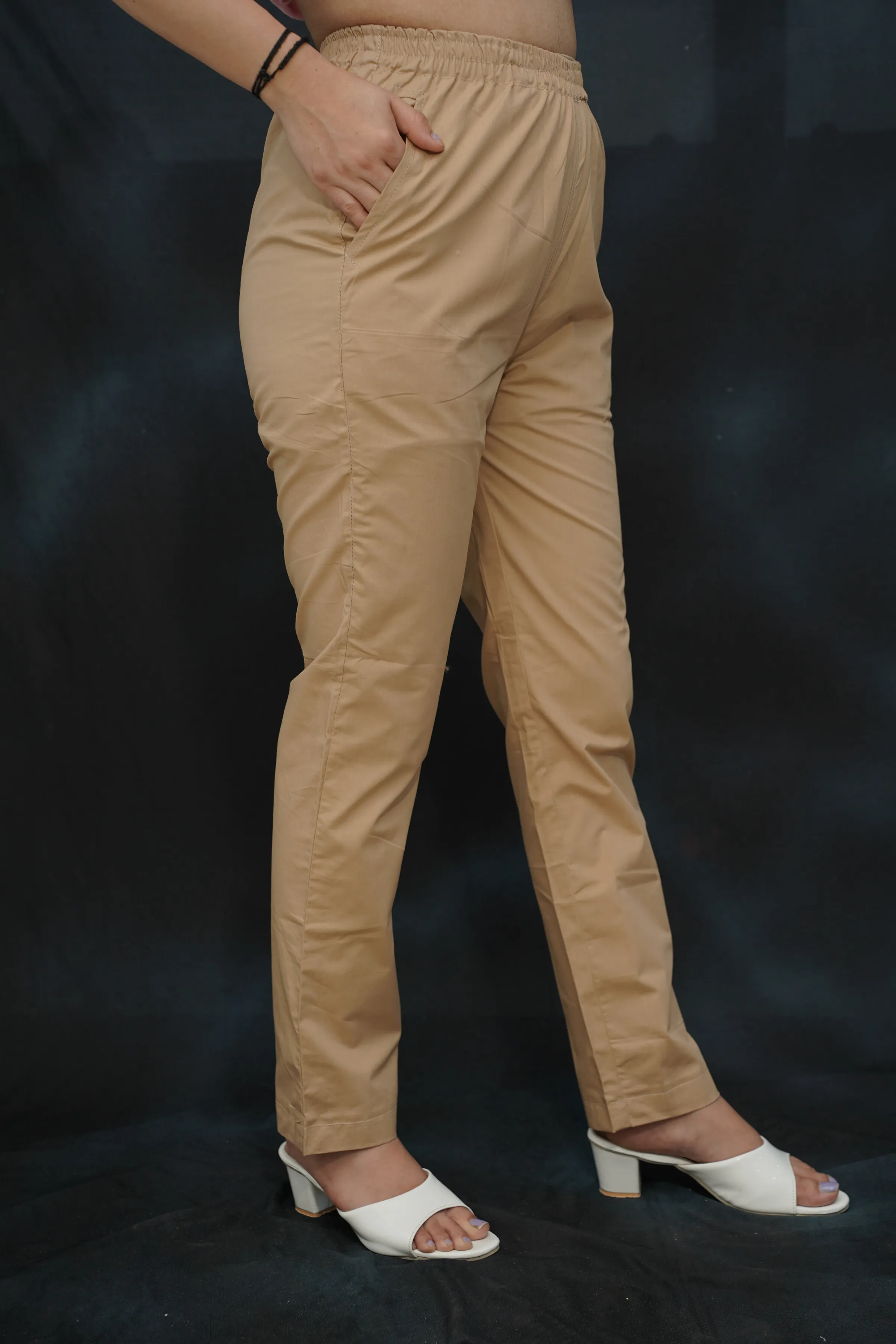 Beige Cotton Kurti Pant