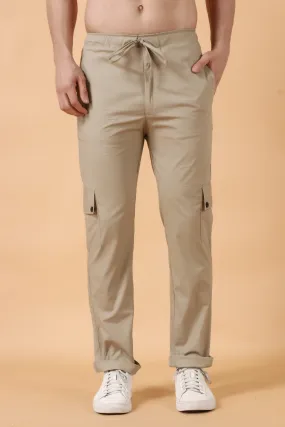 Beige Stretch Cargo Pants