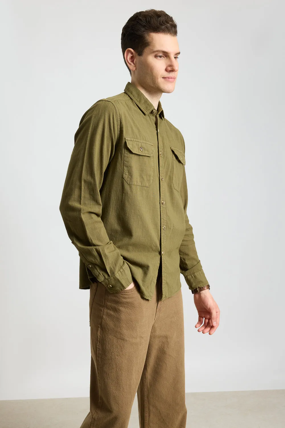 Blaze Military Olive Solid Men's Shirt