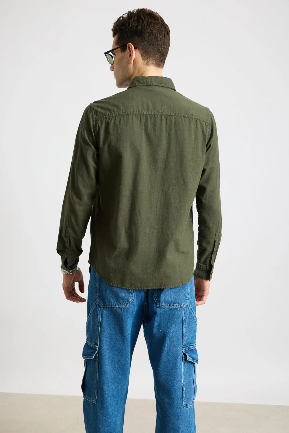 Blaze Olive Solid Men's Shirt