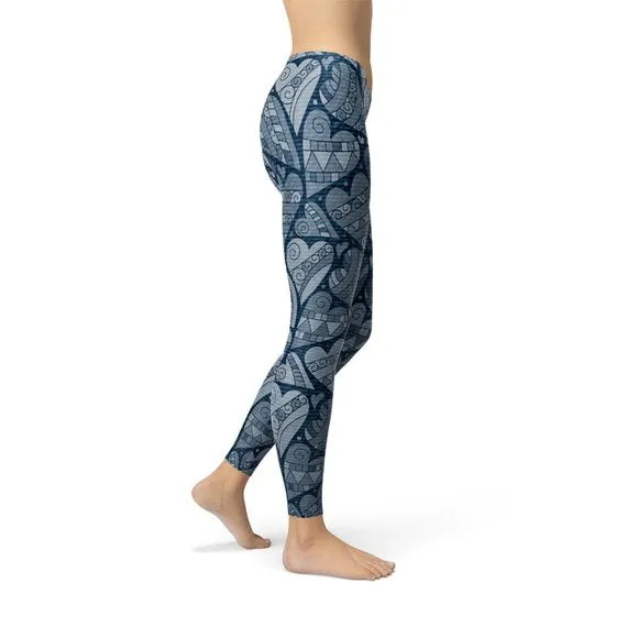 Blue Hearts on Heart Leggings