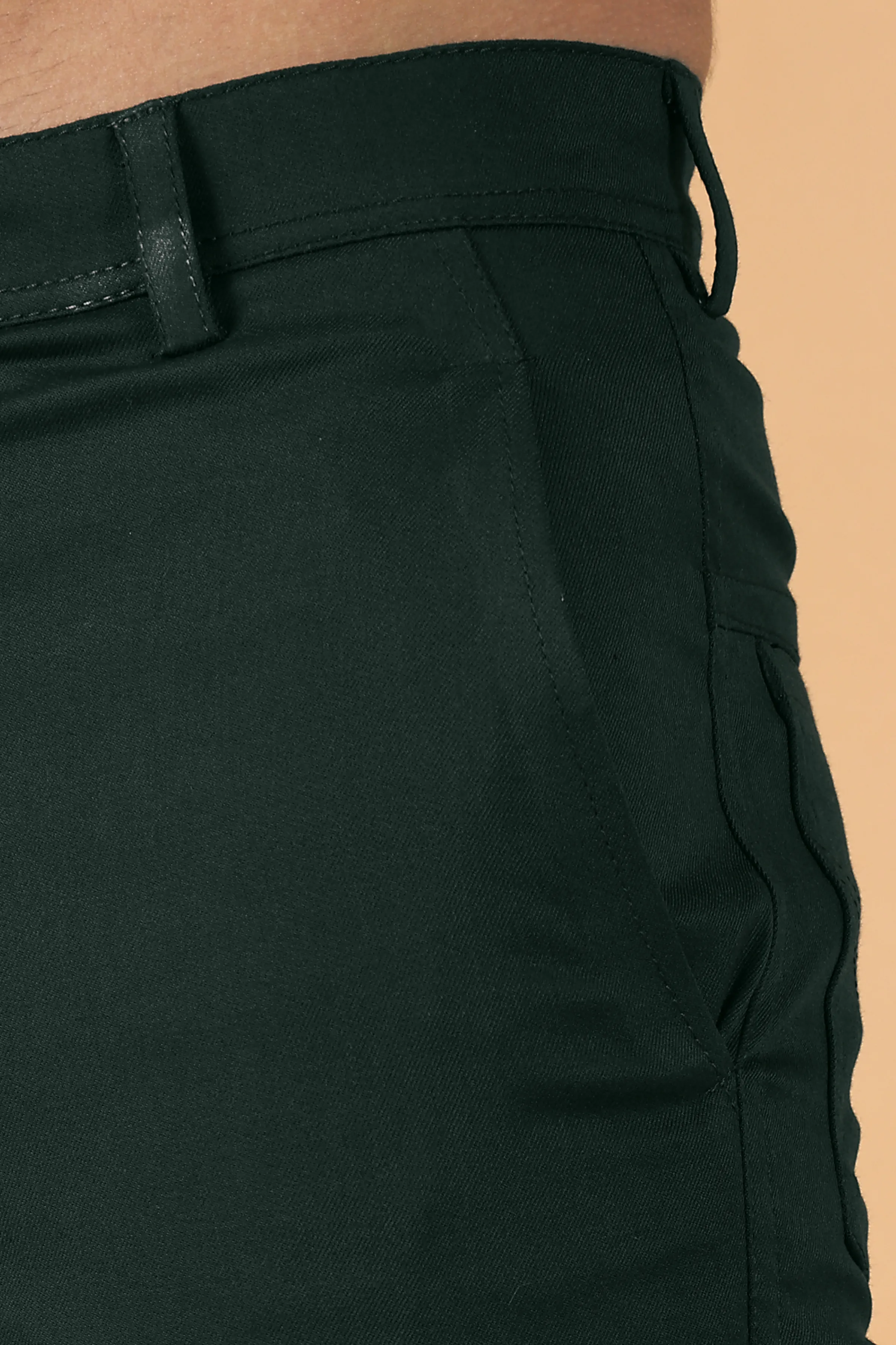 Bottle Green Cotton Lycra Chinos