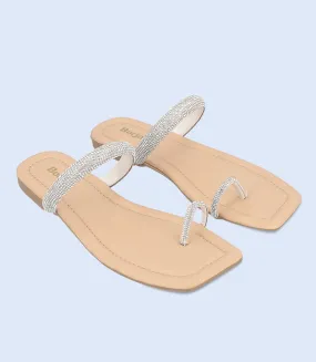 BW8030-SILVER-Women Casual Chappal