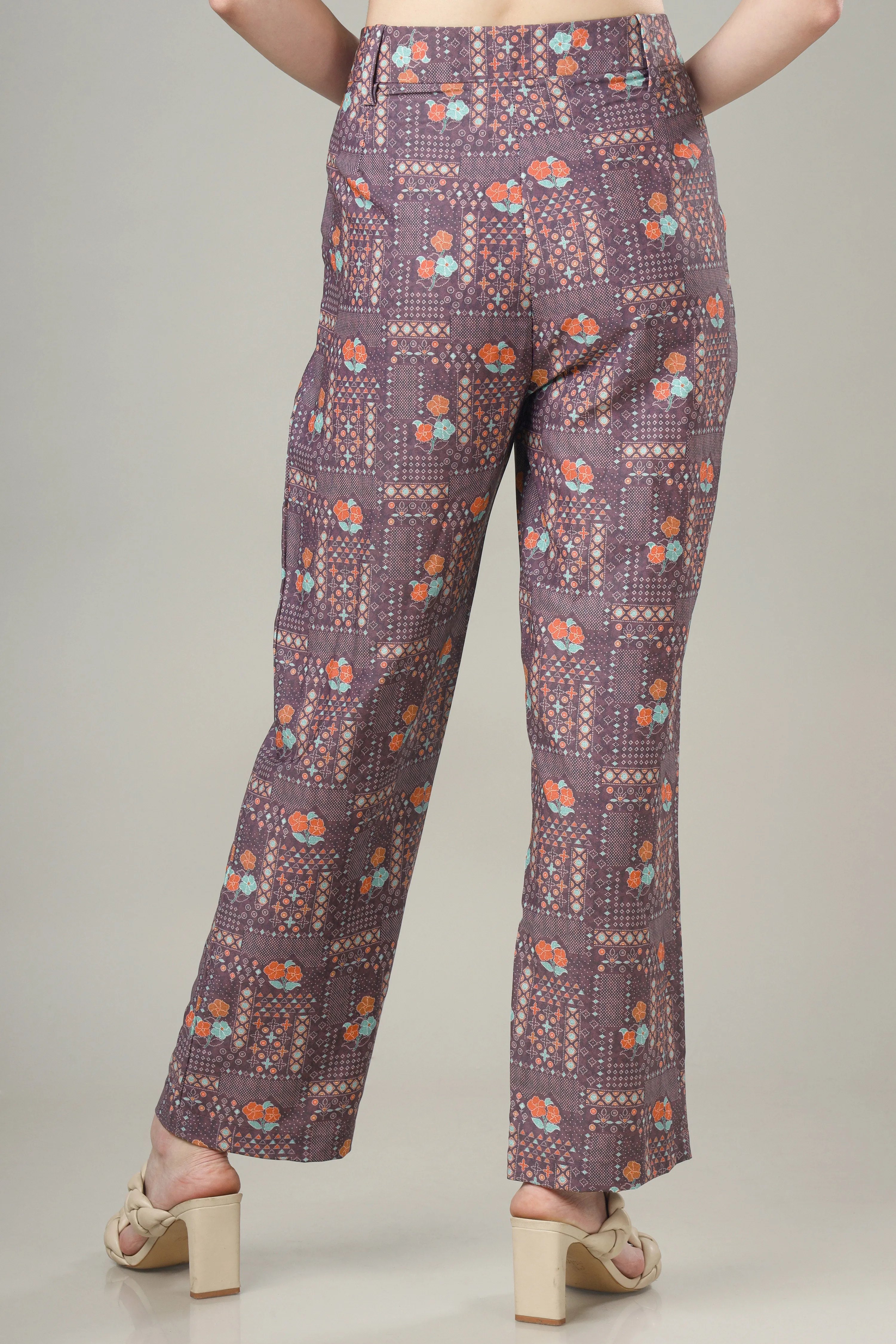 Chic Petals Abstract Floral Trouser For Stylish Women