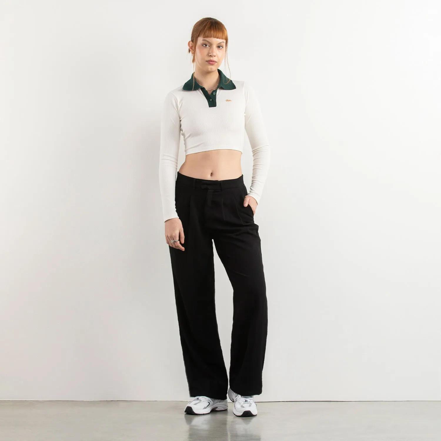 Classic Press-Stud Pants For Women - Black