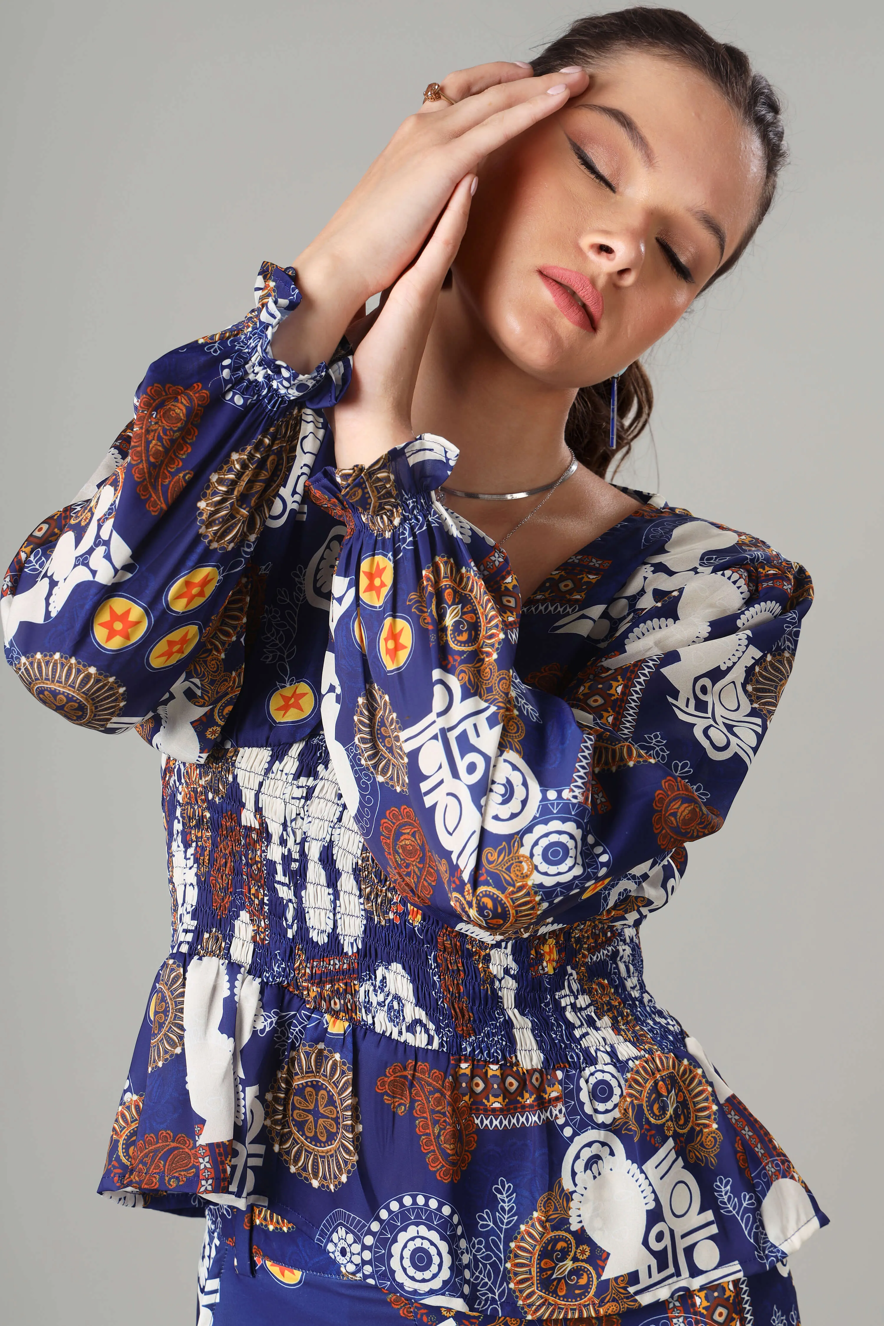 Classy Paisley Smoked Top For Women