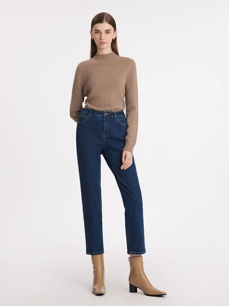 Cotton Ankle Length Women Tapered Jeans