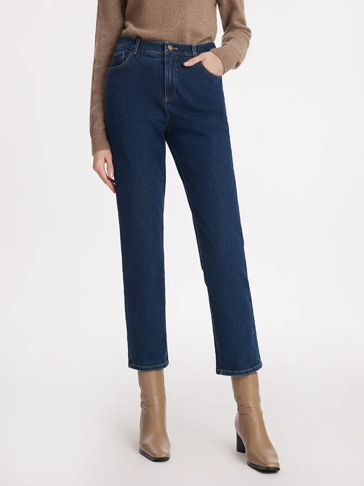 Cotton Ankle Length Women Tapered Jeans