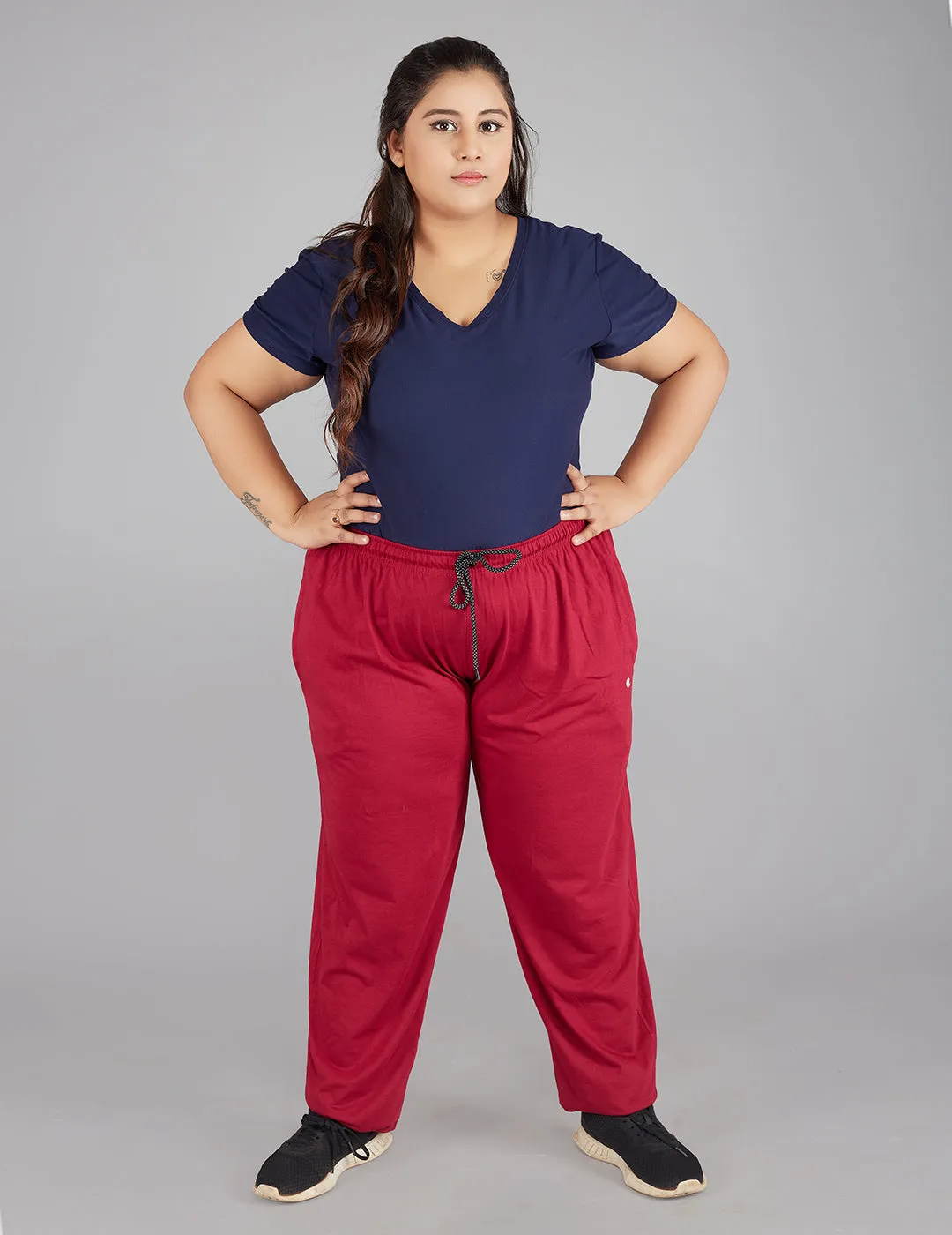 Cotton Track Pants For Women - Plum