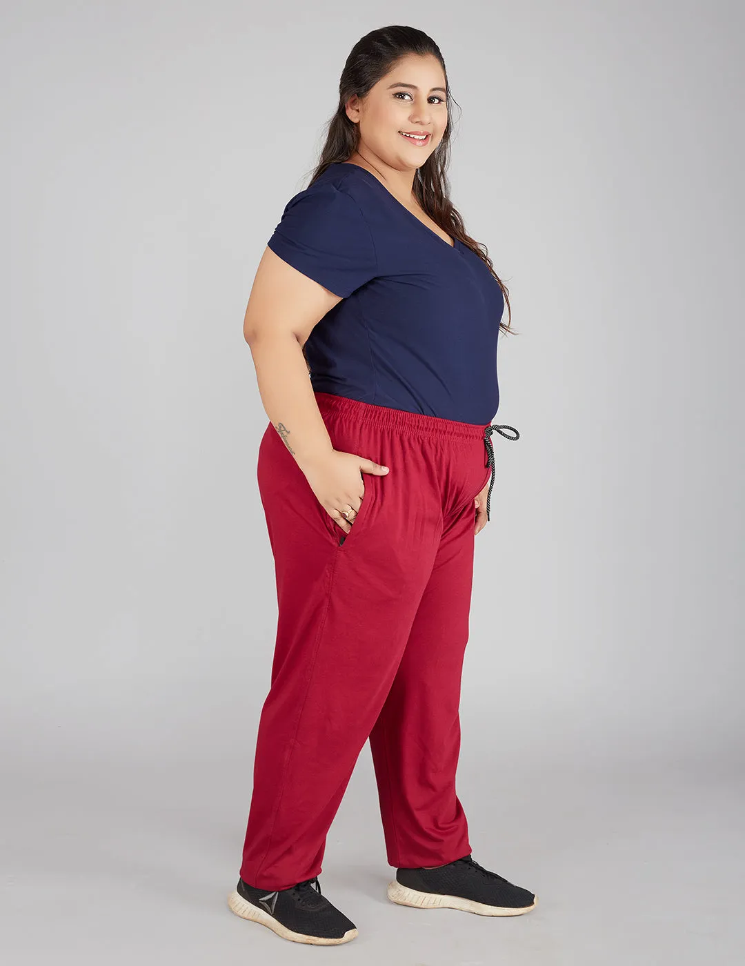 Cotton Track Pants For Women - Plum