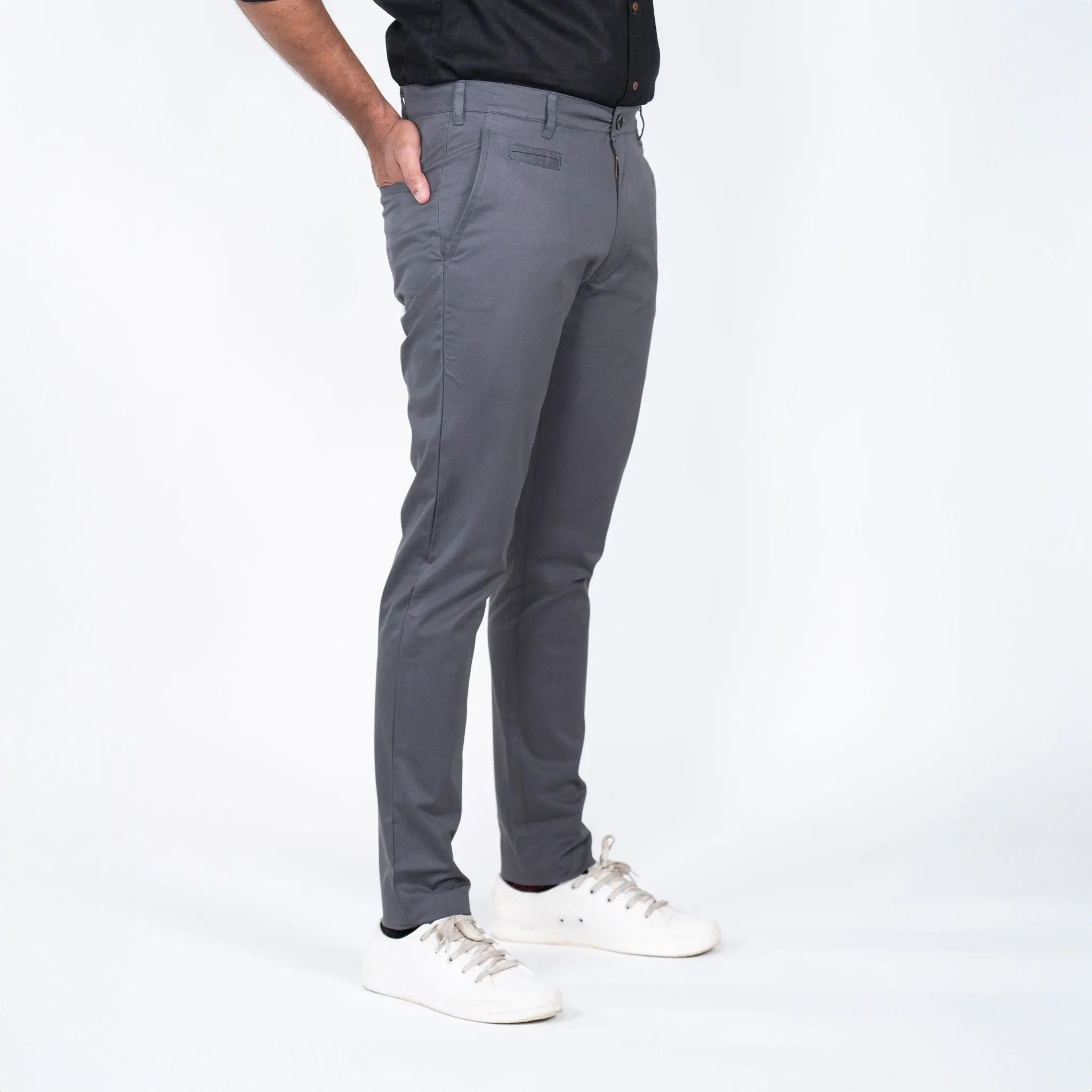 Dark Grey Color Cotton Trouser Pants for Men