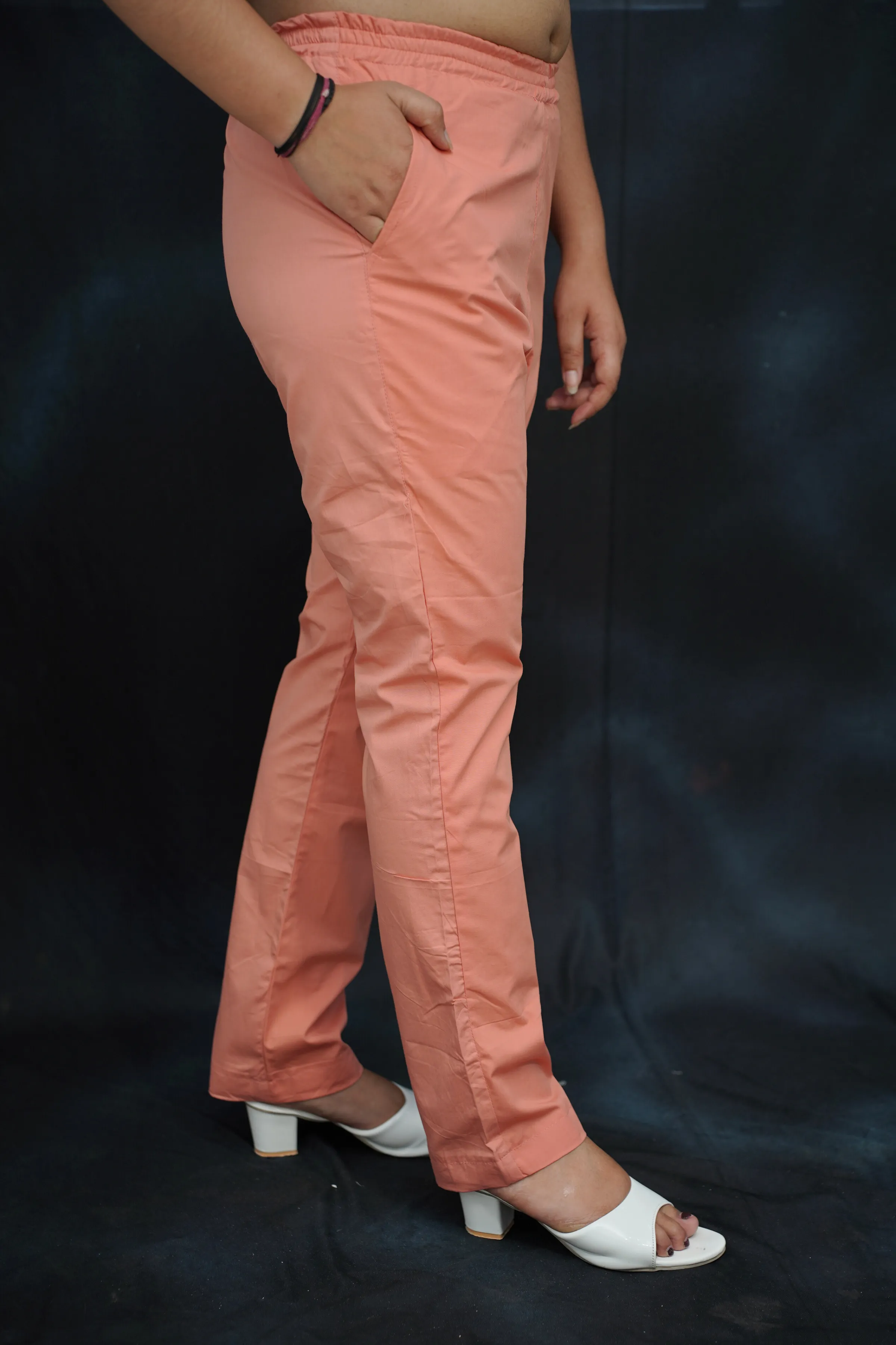 Dark Peach Cotton Kurti Pant