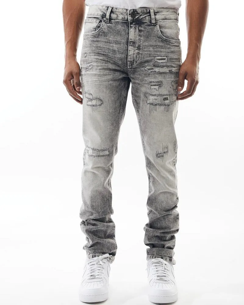 Distressed Patched Denim