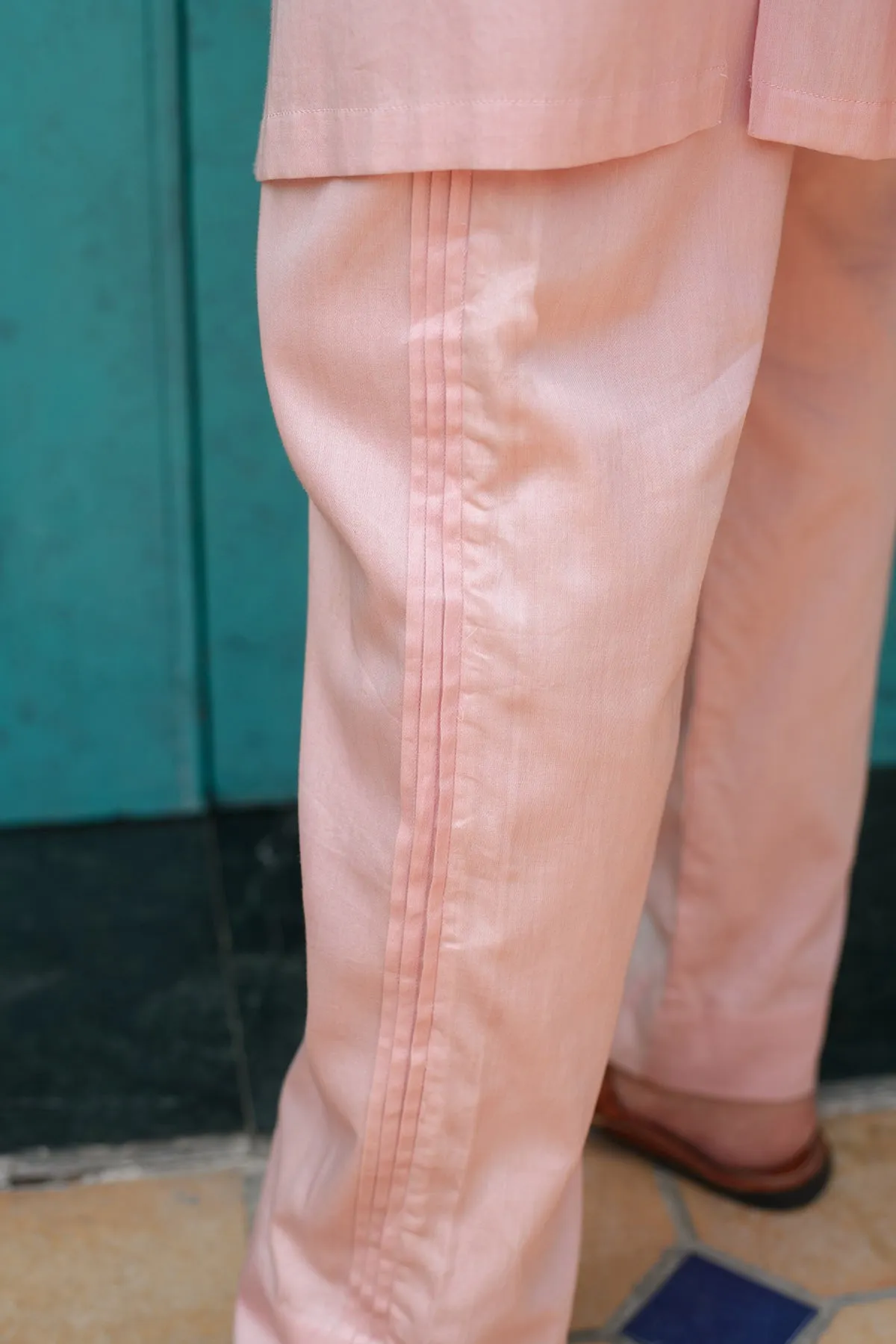 ESHGHAM -   Vegan Silk Pink kurta & Trouser set