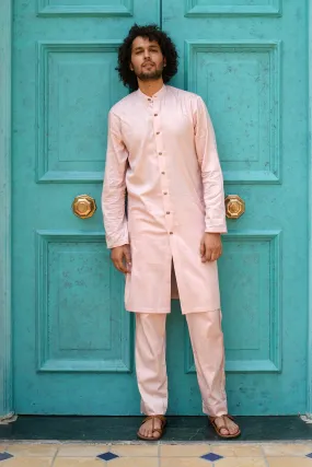 ESHGHAM -   Vegan Silk Pink kurta & Trouser set