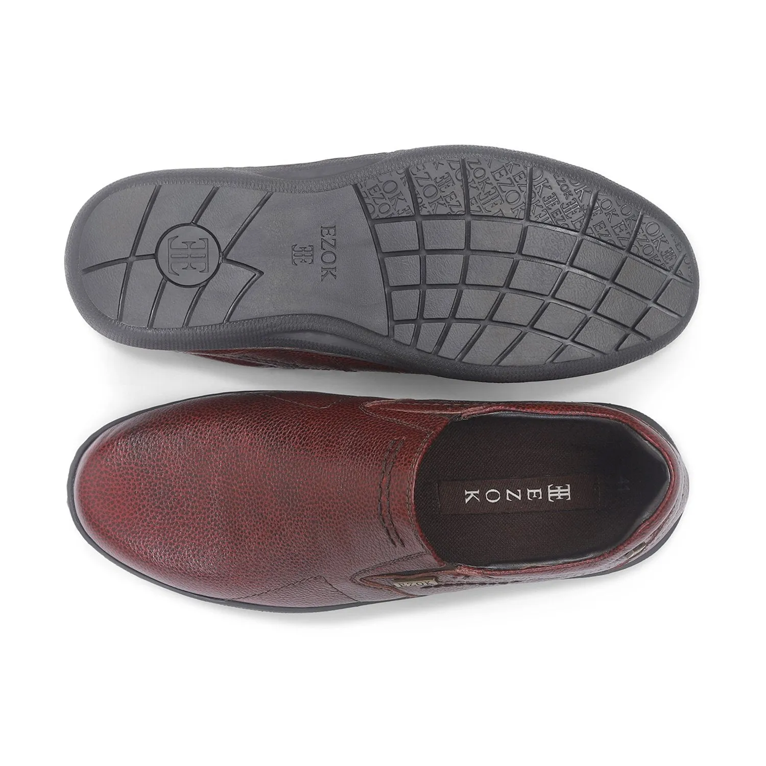 Ezok Brown Leather Slipon Loafers