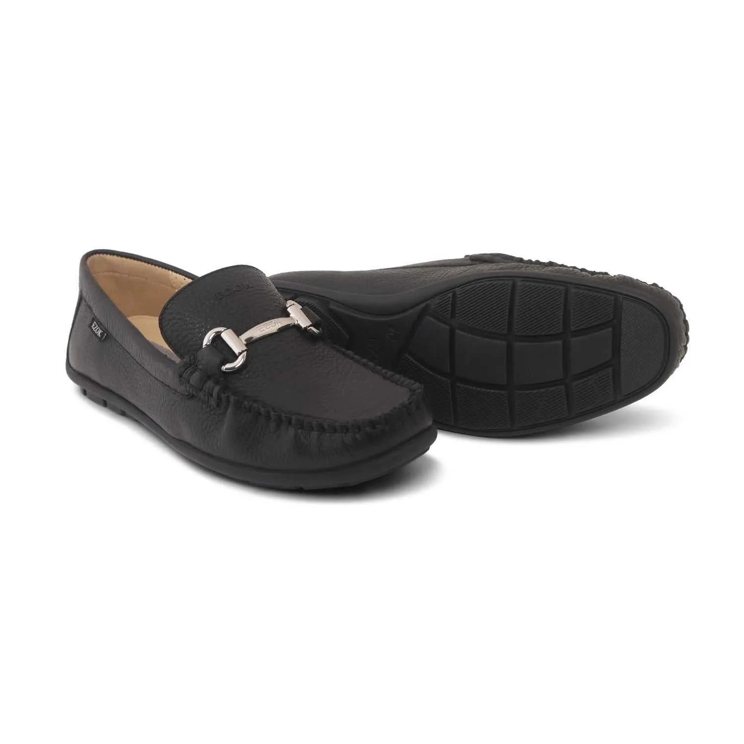 Ezok Mens Black Moccasin Driving Leather Loafers