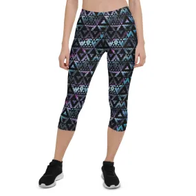 Geometric Galaxy Capri Leggings for Women