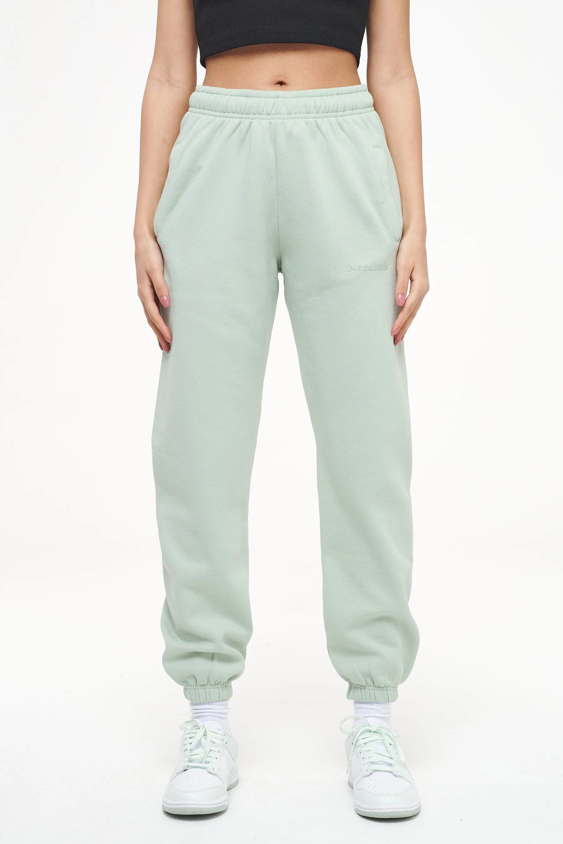 Grace High Waisted Sweat Pants Vintage Washed Milky Green Gum