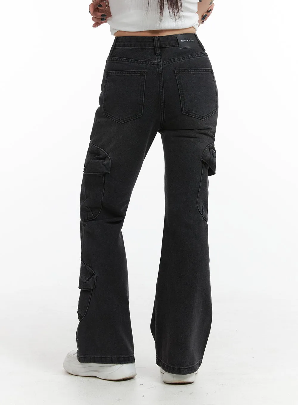 Grunge Chic Cargo Bootcut Jeans IJ410