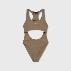 High-Leg Cut-Out Bodysuit - Brown