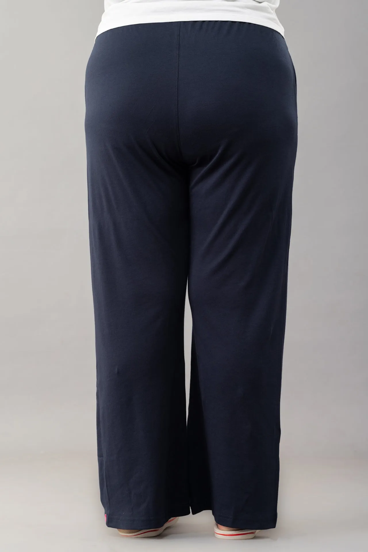 High Rise Cotton Straight Navy Blue Trackpants( Available in Plus Size)