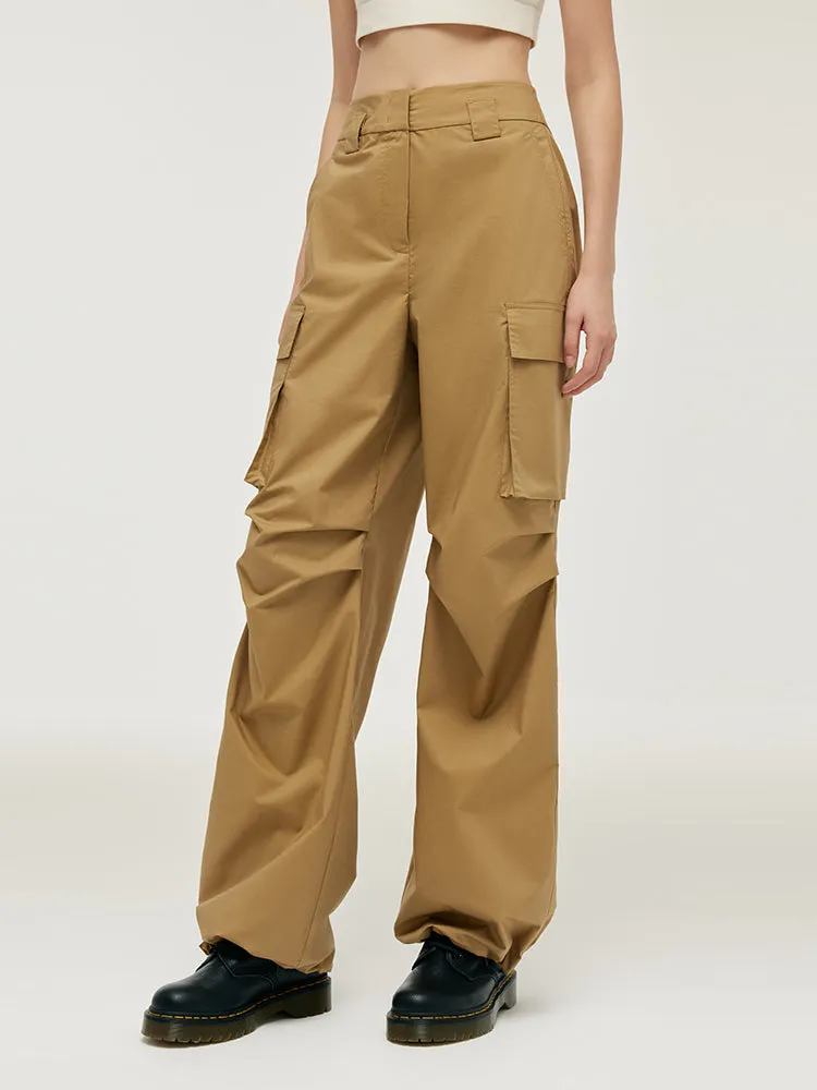 High-Waisted Ruched Women Cargo Pants