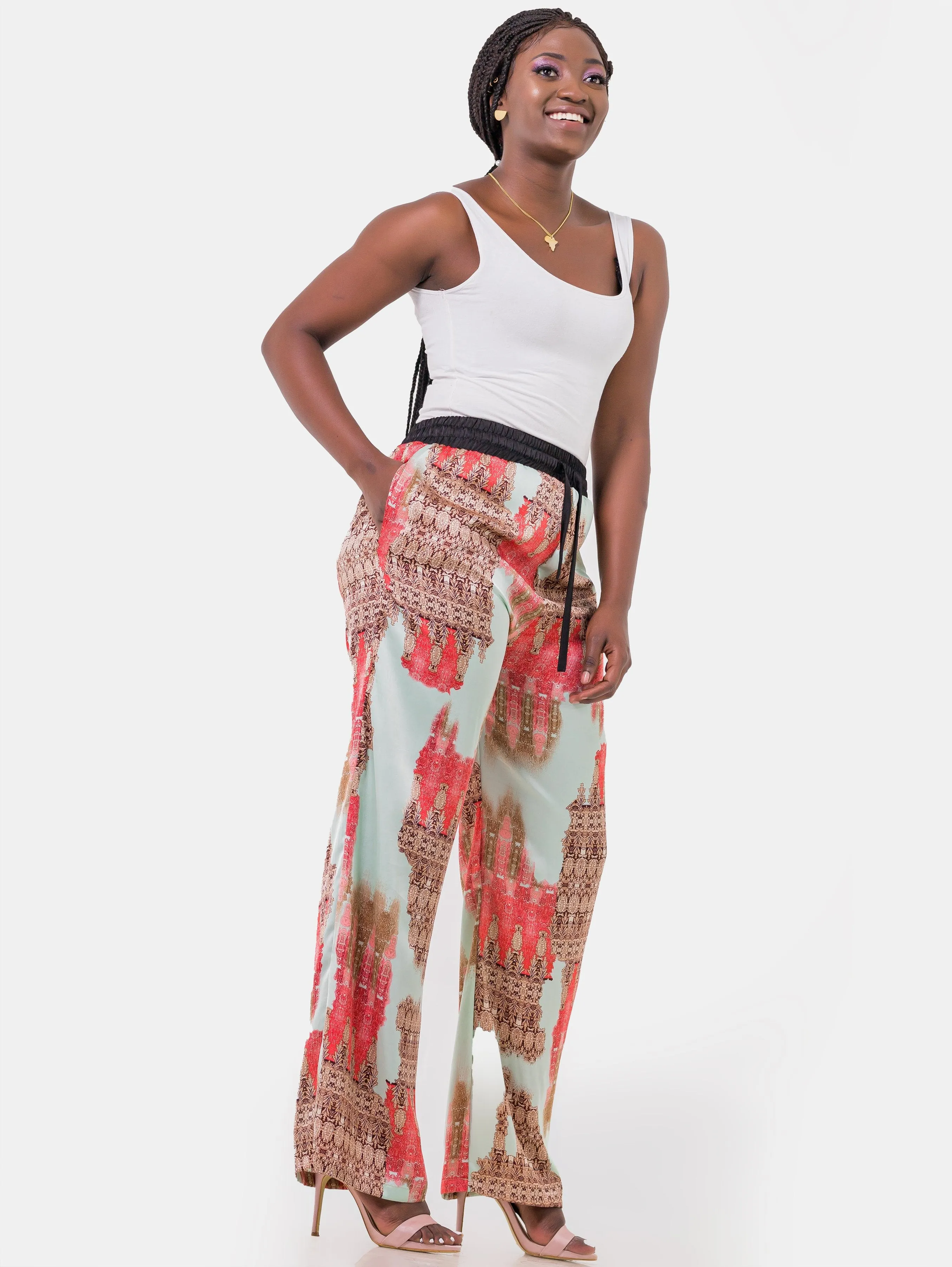 Hijabeefied Long Satin Pants - Peach