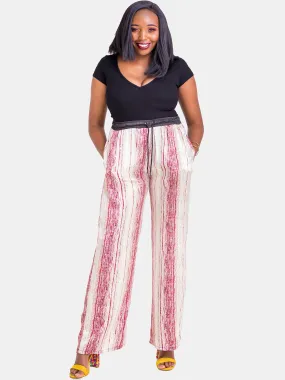 Hijabeefied Regular Satin Pants - Pink Print