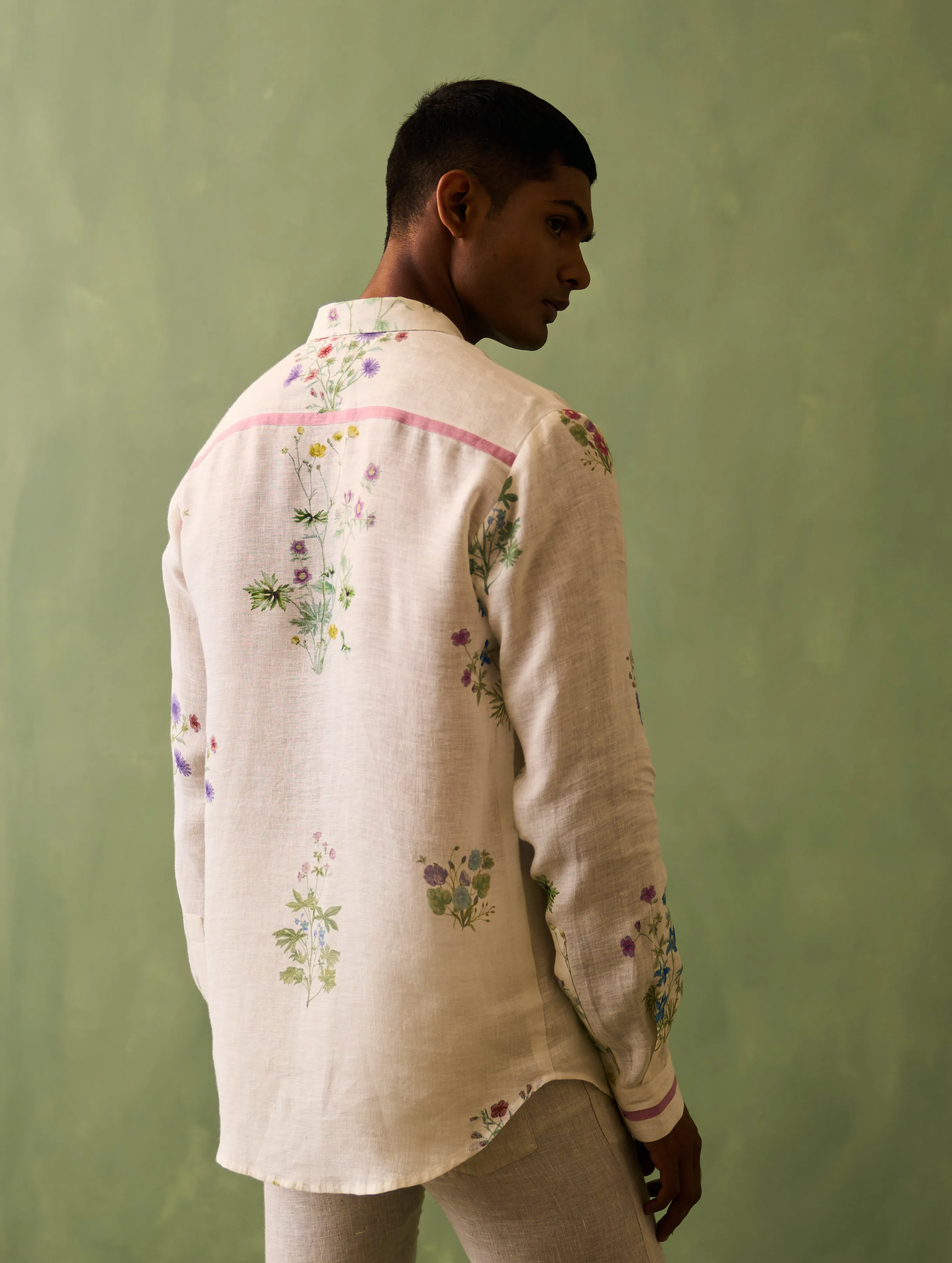 Kazu Botanical Linen Shirt - Ivory