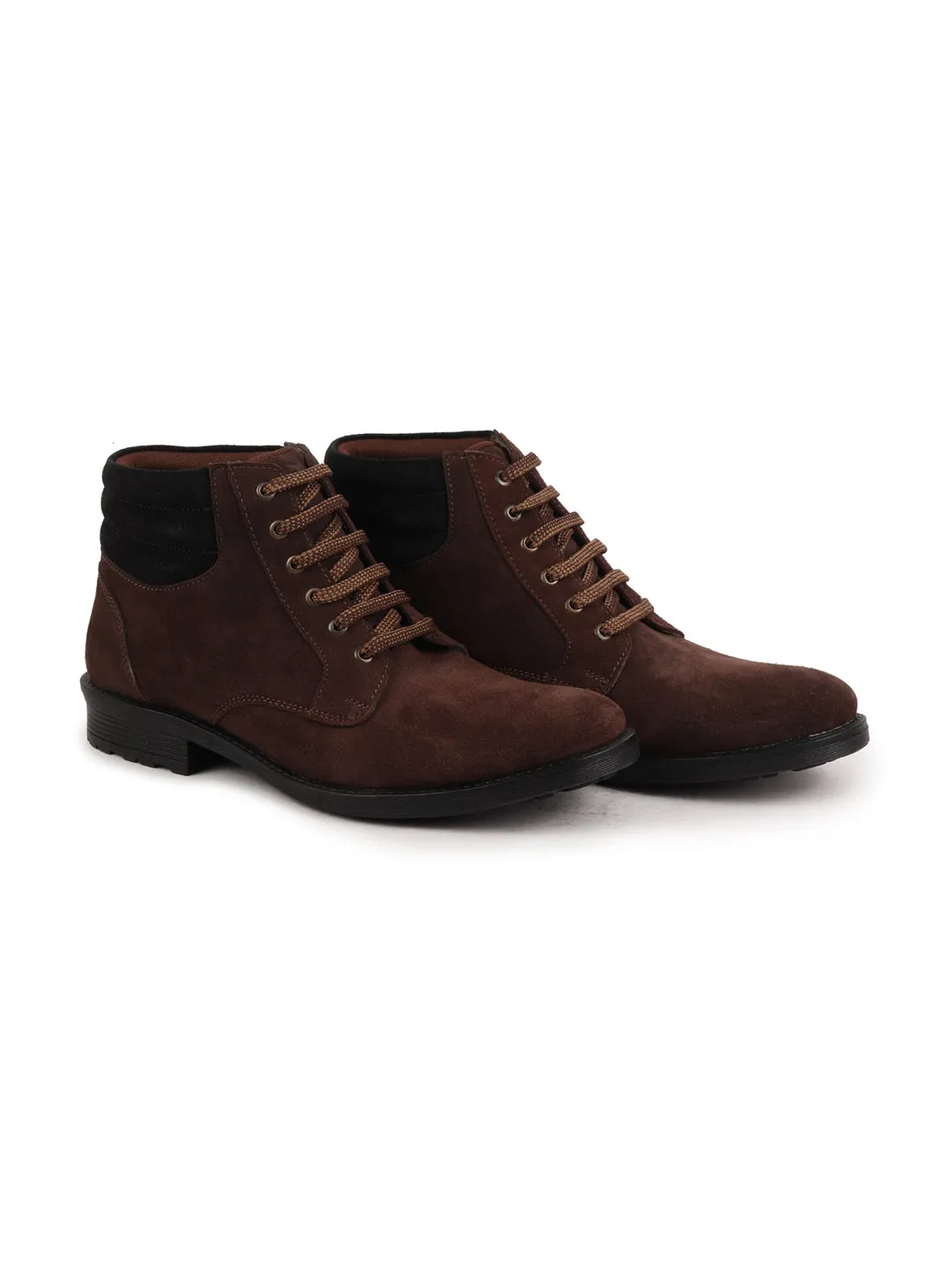 Men Brown Suede Leather Chukka High Ankle Boot For Biking|Hiking|Trekking