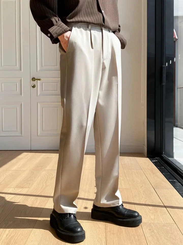 Men Semi Formal Straight Fit Korean Pants