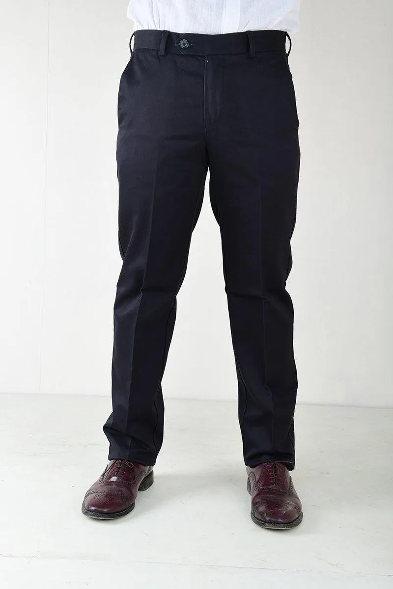 Mens Smart-Fit No-Iron Cotton Trousers - Semi-Formal and Wrinkle-Resistant