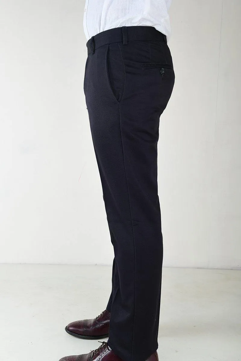 Mens Smart-Fit No-Iron Cotton Trousers - Semi-Formal and Wrinkle-Resistant