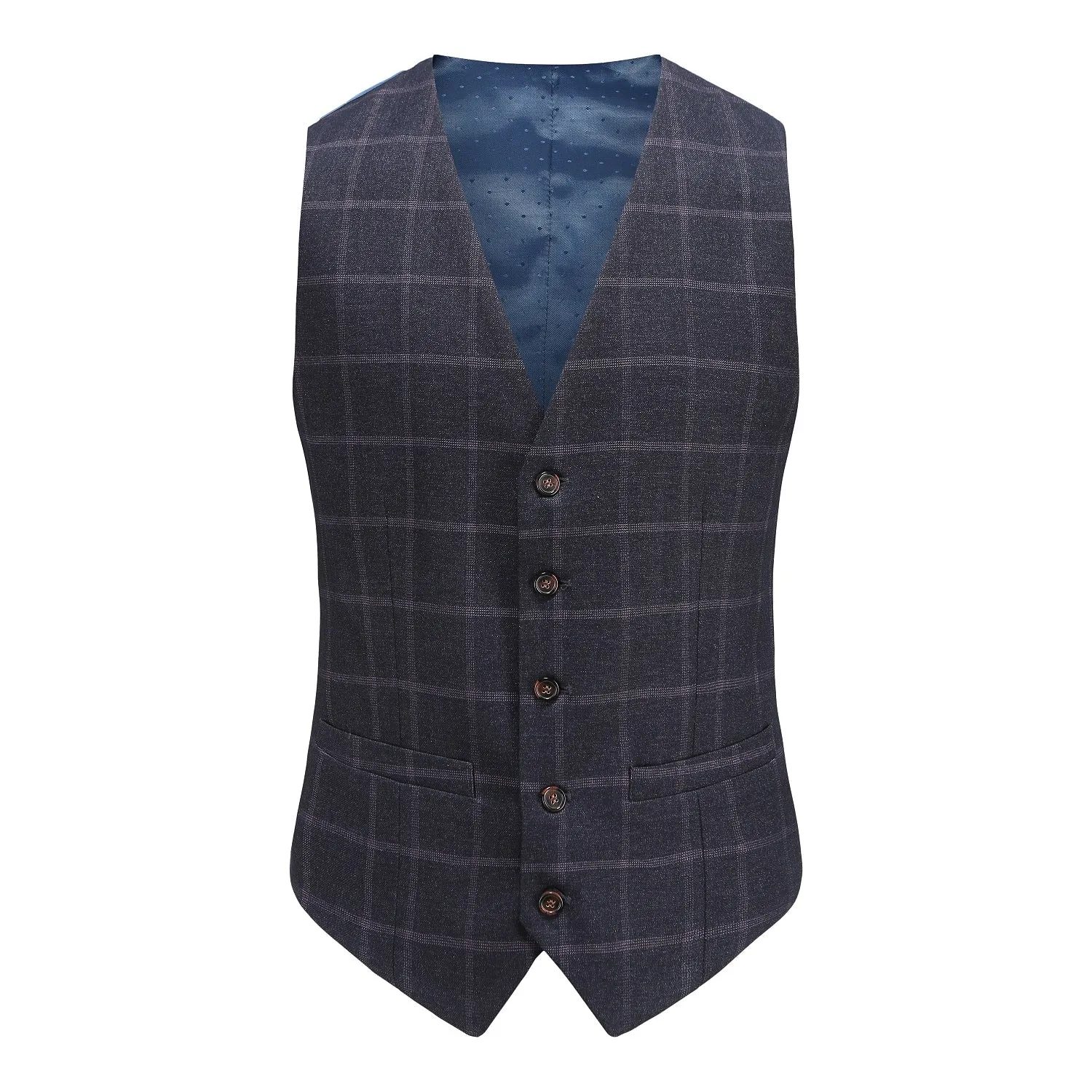 Men's Slim-Fit 3PC Windowpane Plaid Suit