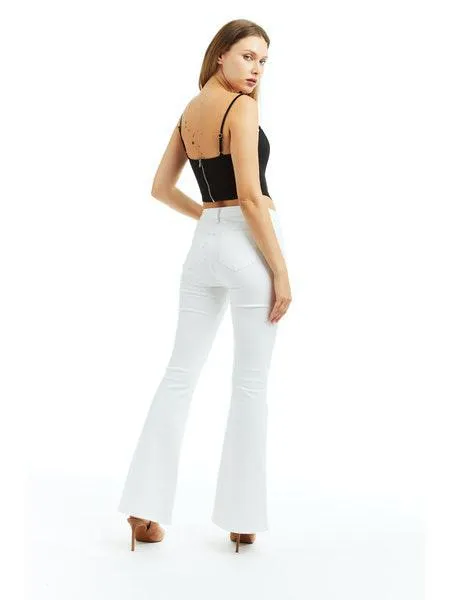 Mid Rise Seamed Flare Jeans