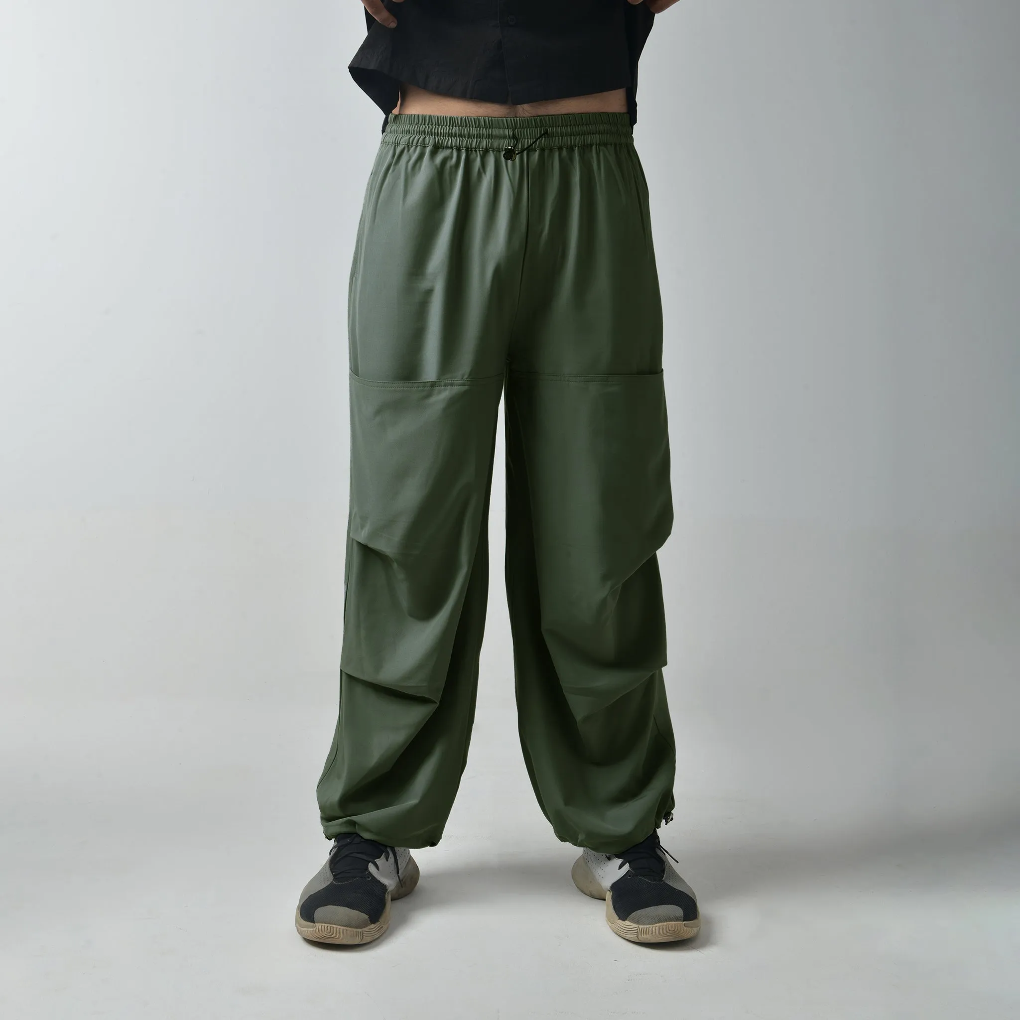 Olive Air Parachute Pants For Men