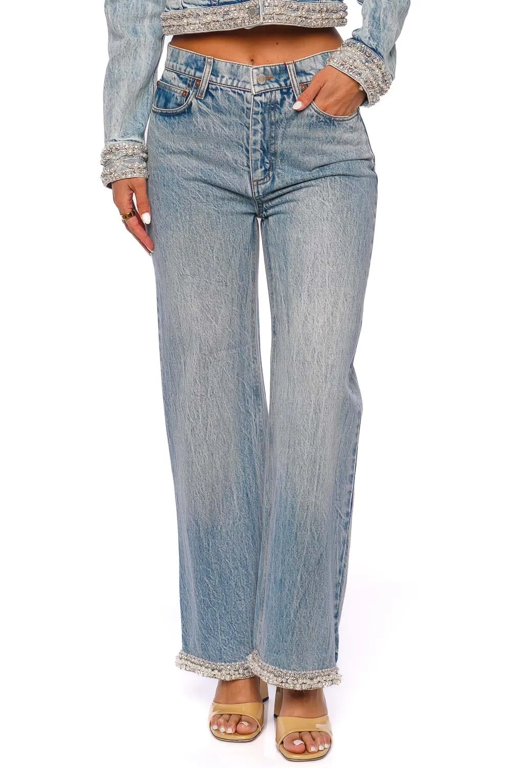 Ora High Rise Crystal Embellished Jean