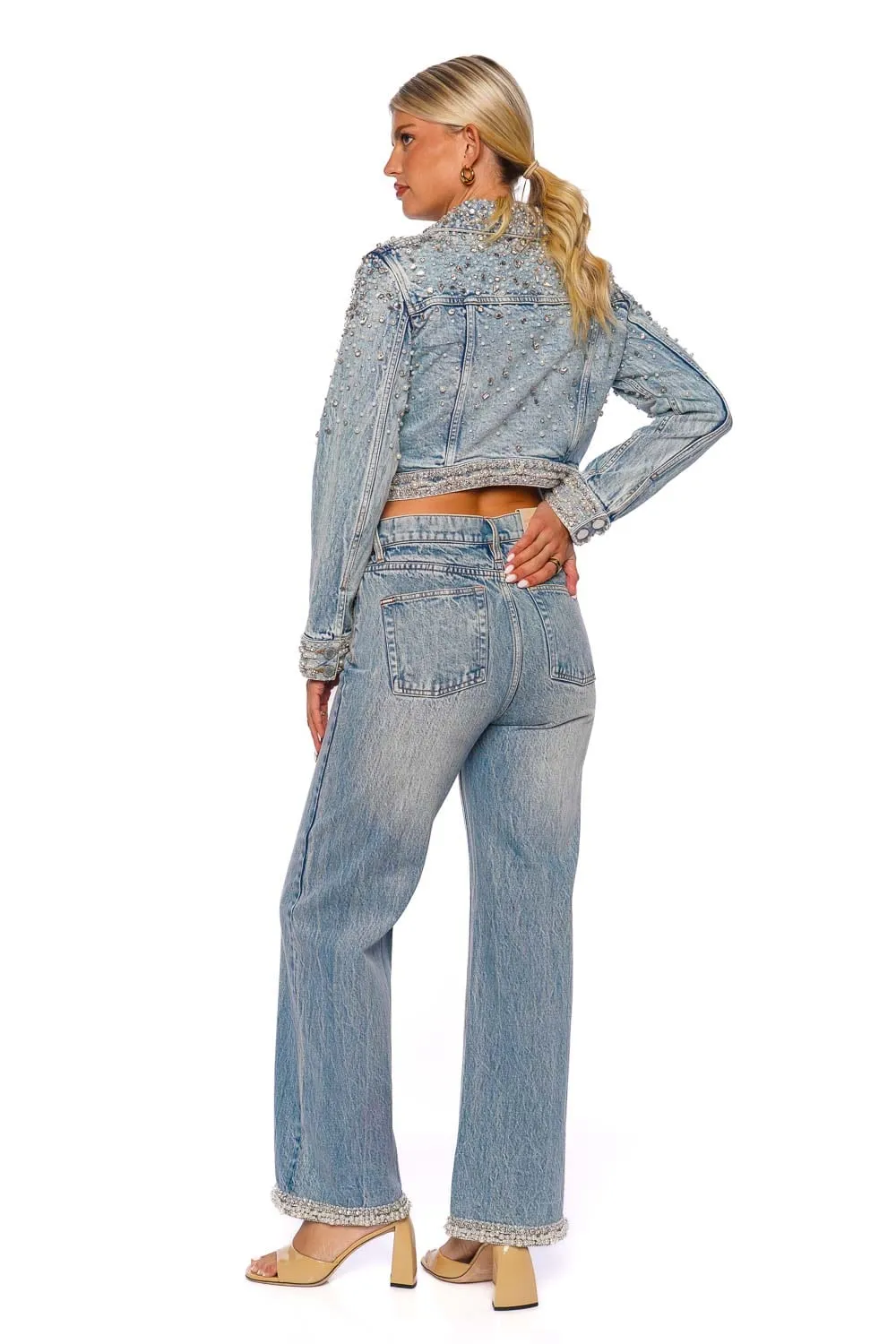 Ora High Rise Crystal Embellished Jean